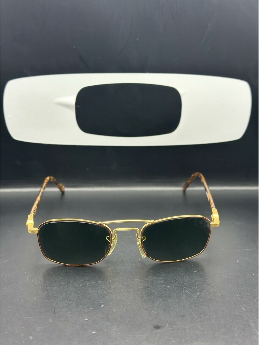 VINTAGE B&L RAY BAN W2007 CHAOS UV GOLD/TORT COMBO RECTANGULAR SUNGLASSES